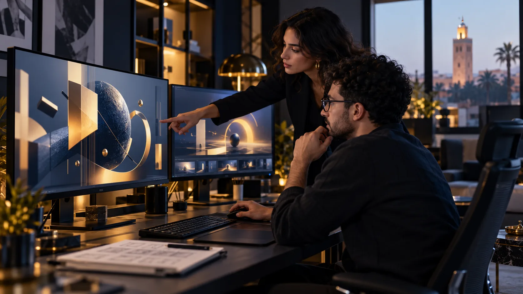 Créatifs travaillant sur des animations graphiques dans un studio